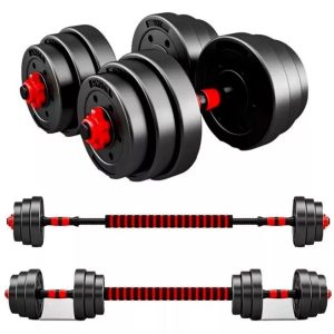 Set Mancuernas 20kg Con Barra Extensible Entrenamiento